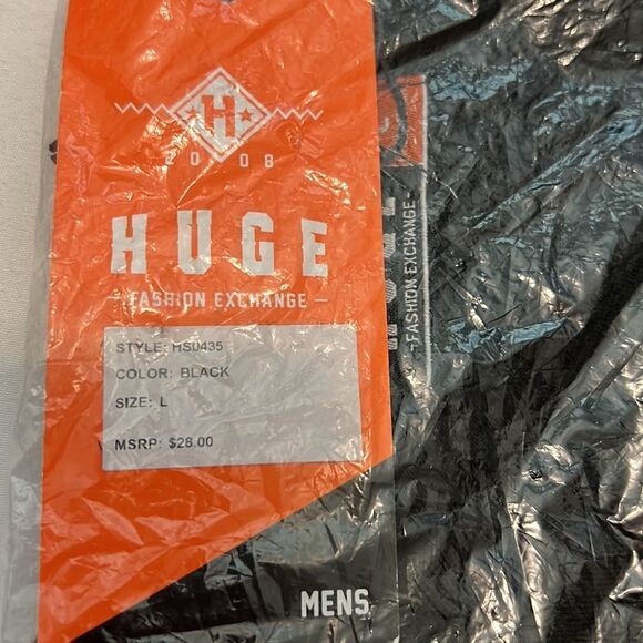 Huge Fashion Exchange Men’s Black Swag Embossed Tee Size Large - Picture 5 of 11